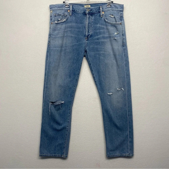 Citizens of Humanity Jeans Emerson 28 Spotlight Distressed Wash Boyfriend Crop - Picture 3 of 14